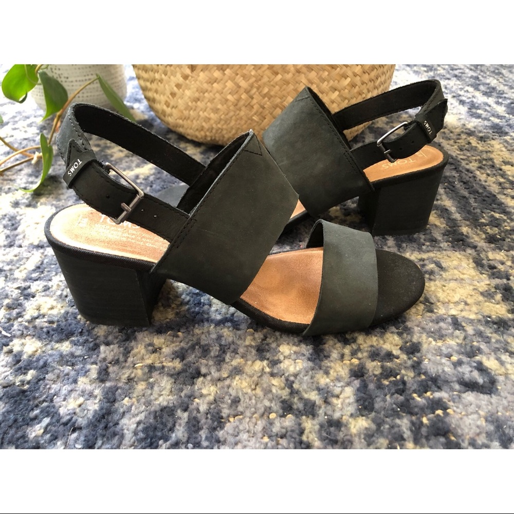 TOMS black leather Sandals